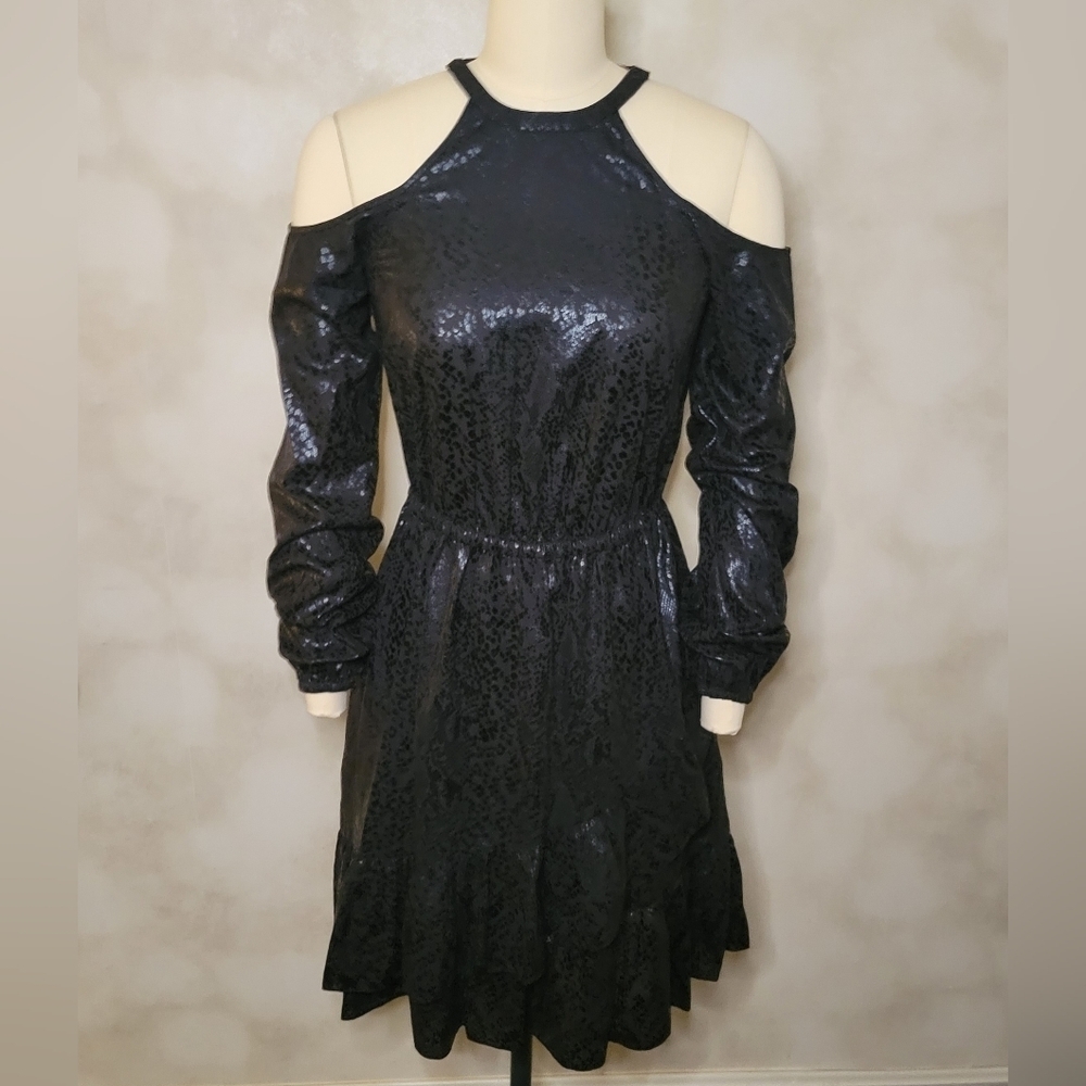 Michael Kors Dress Cold Shoulder Black Sequin XXS